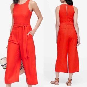 Red Linen Jumpsuit